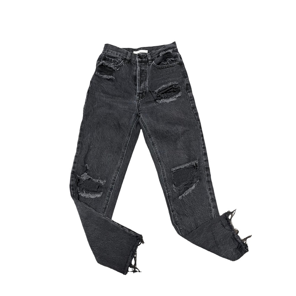 PacSun Washed Black Ripped Cropped Jeans